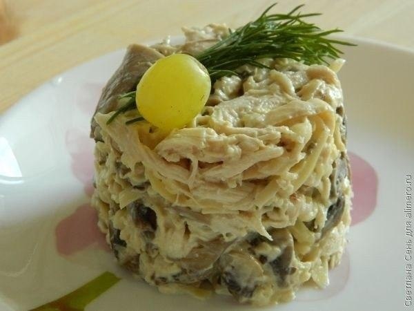 Грибной салат с курицей.Время приготовления: 1 часСтепень сложности: очень легкоДля приготовления ... - 7