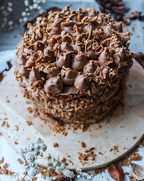 Шоколадный торт, с шоколадным кремом и кофейной пропиткой. Тесто: Яйцо- 4 шт Сахар- 150 гр Мука- 200 ... - 4