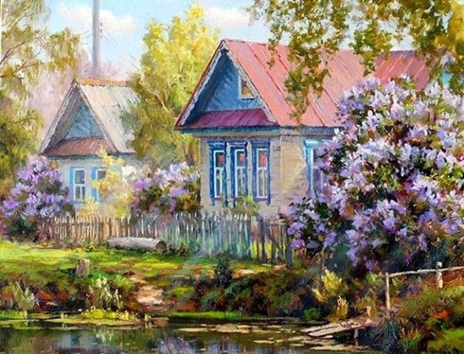 А домик деревянный.Так мил моей душе.Раскрашенные ставни,Узор на витраже.Коснусь его рукою ...