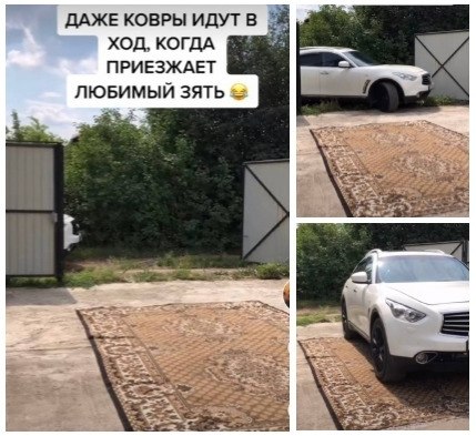 Какой важный гость приехал, даже ковра постелили