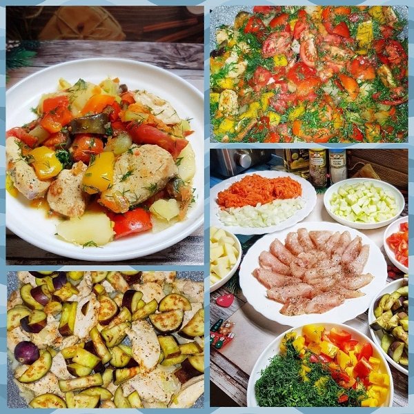 Сегодня мы с вами готовим безумно вкусное овощное рагу с куриной грудкой. Для этого нам понадобится: ...