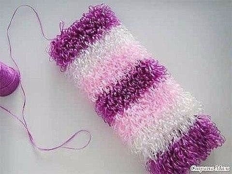 Вяжем мочалку.Для вязания мочалки нам потребуются полипропиленовые нитки (я покупаю их на рынке или ... - 6