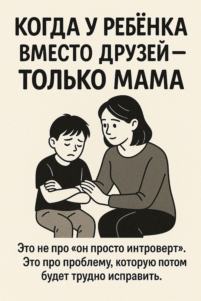 Когда у ребёнка вместо друзей — только мама.Это не про «он просто интроверт».Это про проблему, ...