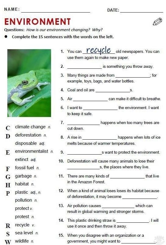 Vocabulary worksheets - 6