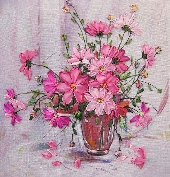 Не перестаю восхищаться человеческому мастерству! Это вышивка лентами - 4