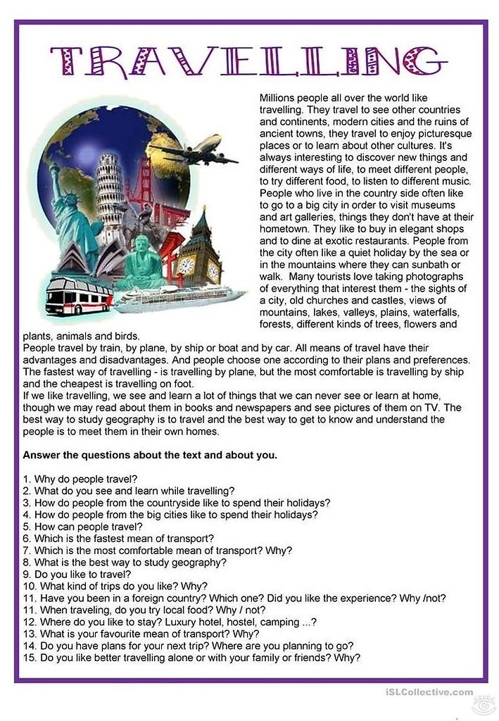 Travel and Holidays worksheets - 7