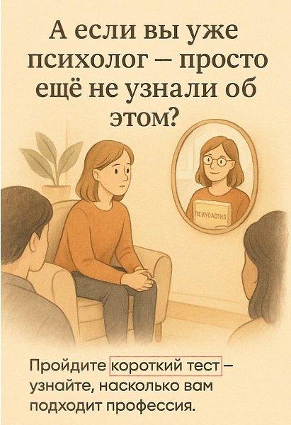 А если психология — это именно ваше? Вы тонко чувствуете других. Всегда были тем, кто слушает, ...