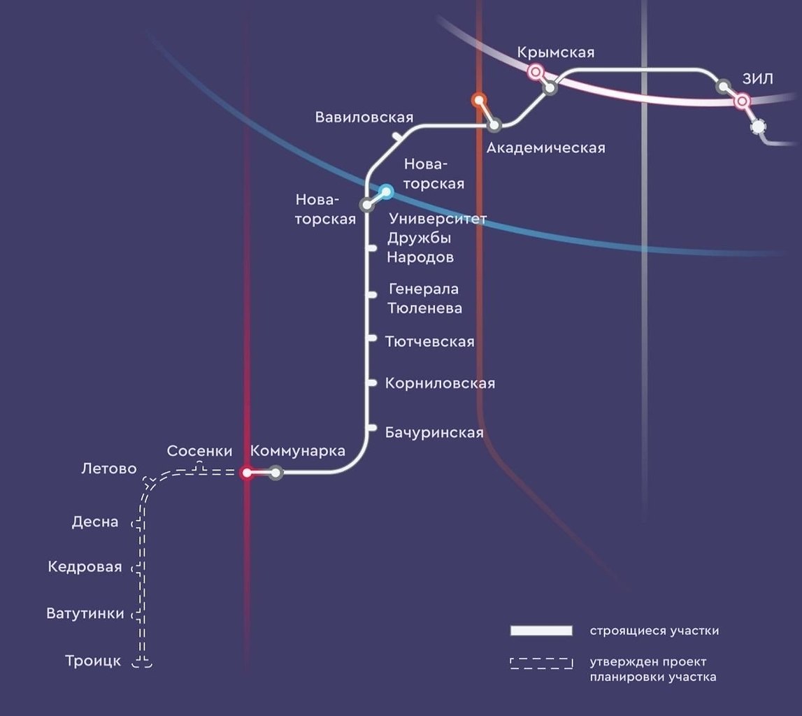 Проект планировки второго участка троицкой линии метро Был утвержден план строительства последнего участка Троицкой линии московского м