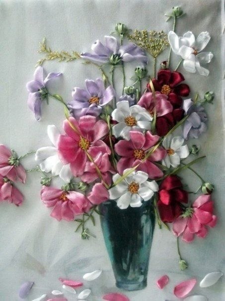 Не перестаю восхищаться человеческому мастерству! Это вышивка лентами - 5