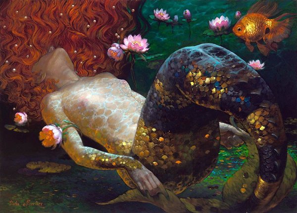 Русалка...Художник Виктор Низовцев (Victor Nizovtsev).Лесное чудо. РусалкаЗасмотрелась я в заводь ... - 2