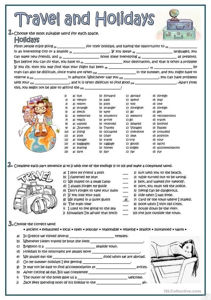 Travel and Holidays worksheets - 9