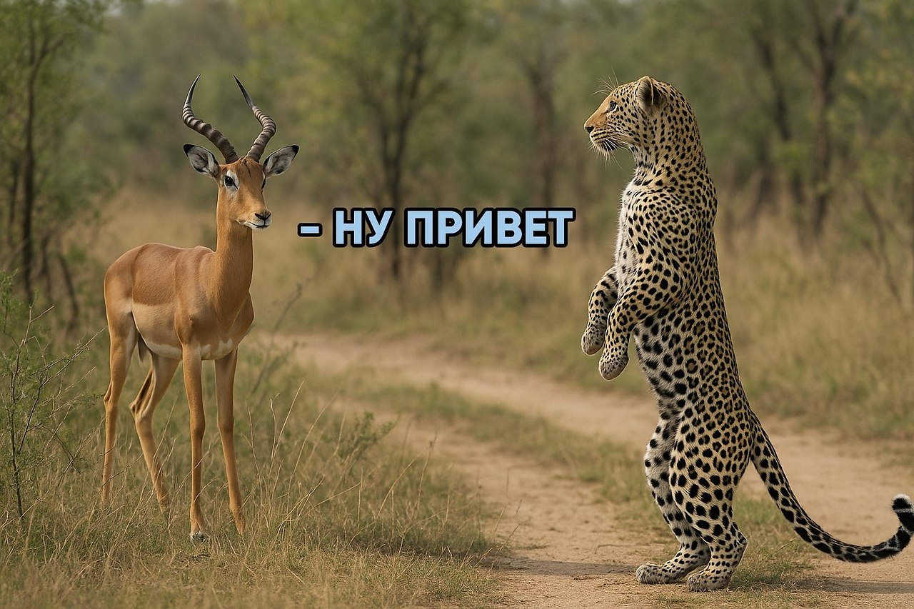 Когда ты — леопард, но в душе немного сурикат.В национальном парке Крюгера леопард привстал на ...