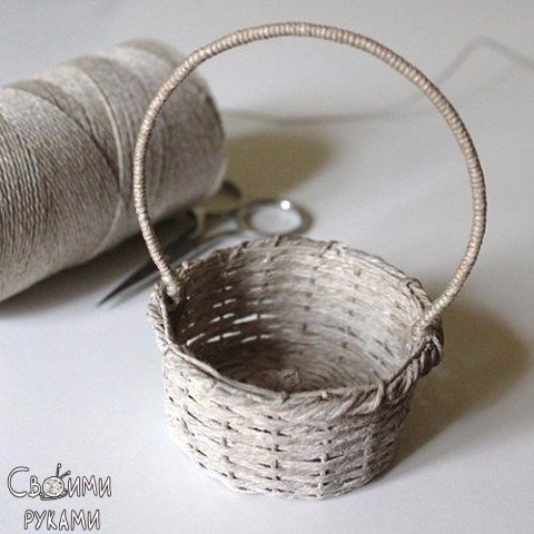 Корзинка из джутового шпагата - 5