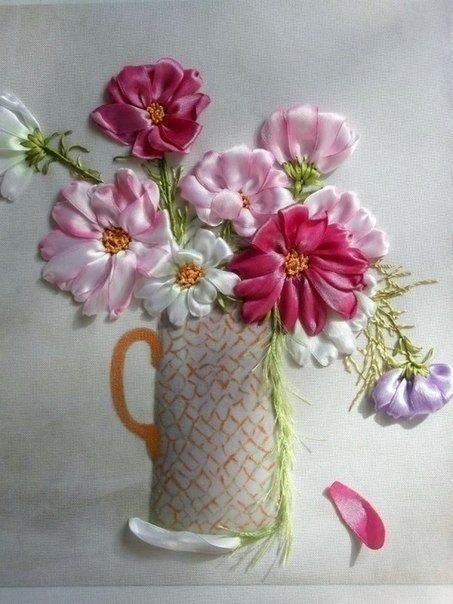 Не перестаю восхищаться человеческому мастерству! Это вышивка лентами - 7