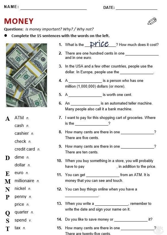 Vocabulary worksheets - 2